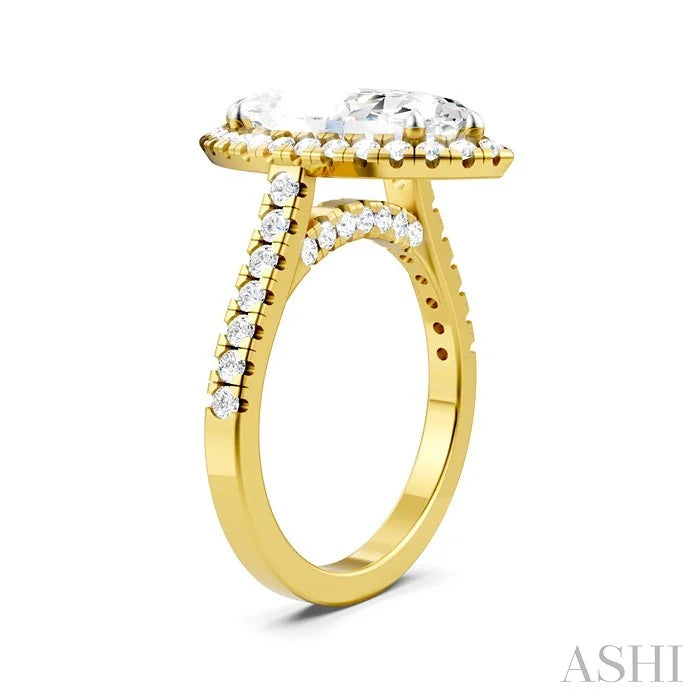 Marquise Shape Semi-Mount Halo Diamond Engagement Ring