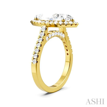 Marquise Shape Semi-Mount Halo Diamond Engagement Ring