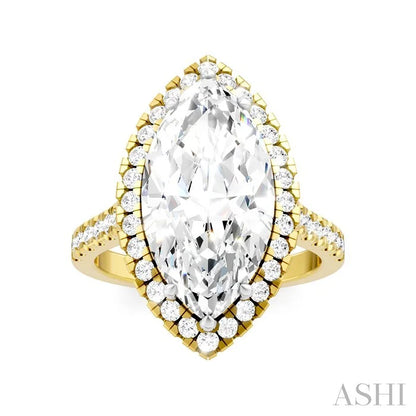 Marquise Shape Semi-Mount Halo Diamond Engagement Ring