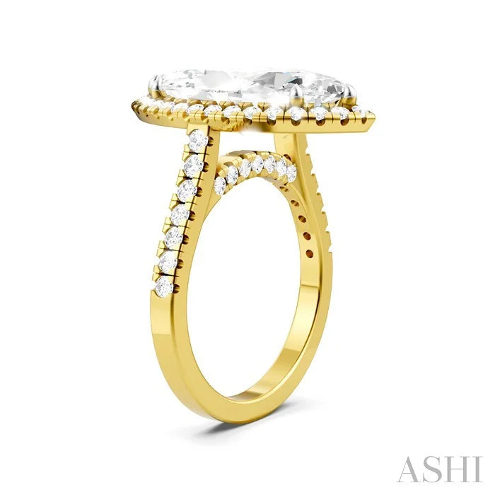 Marquise Shape Semi-Mount Halo Diamond Engagement Ring