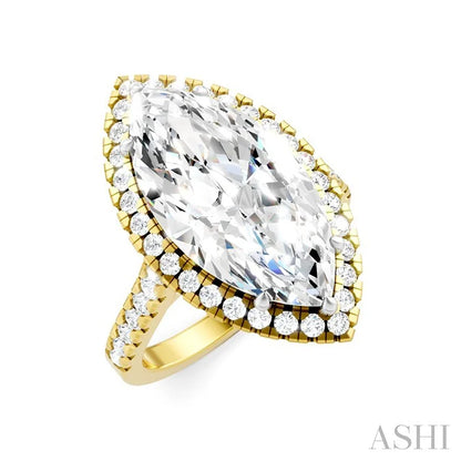 Marquise Shape Semi-Mount Halo Diamond Engagement Ring