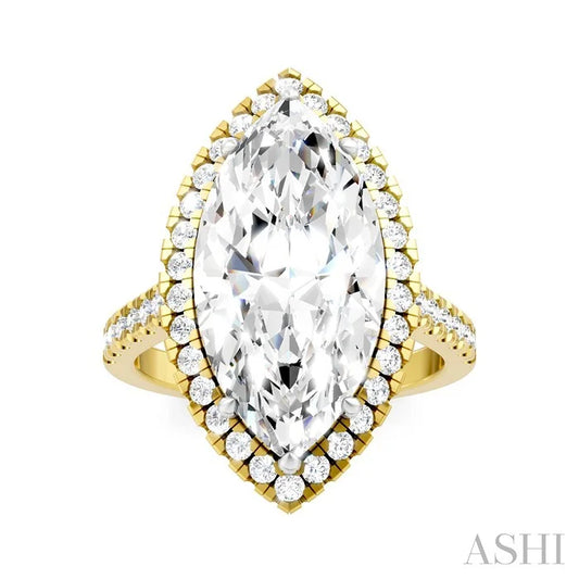 Marquise Shape Semi-Mount Halo Diamond Engagement Ring