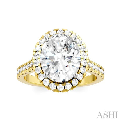 Oval Shape Semi-Mount Halo Diamond Engagement Ring