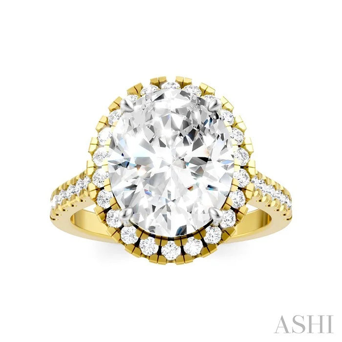 Oval Shape Semi-Mount Halo Diamond Engagement Ring