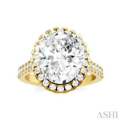 Oval Shape Semi-Mount Halo Diamond Engagement Ring