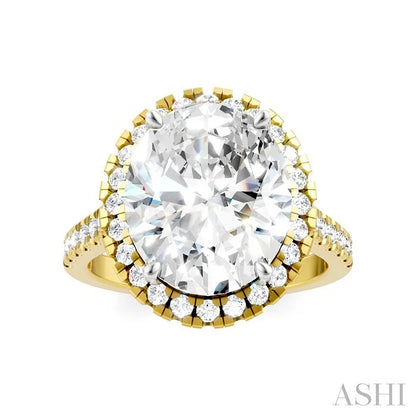 Oval Shape Semi-Mount Halo Diamond Engagement Ring