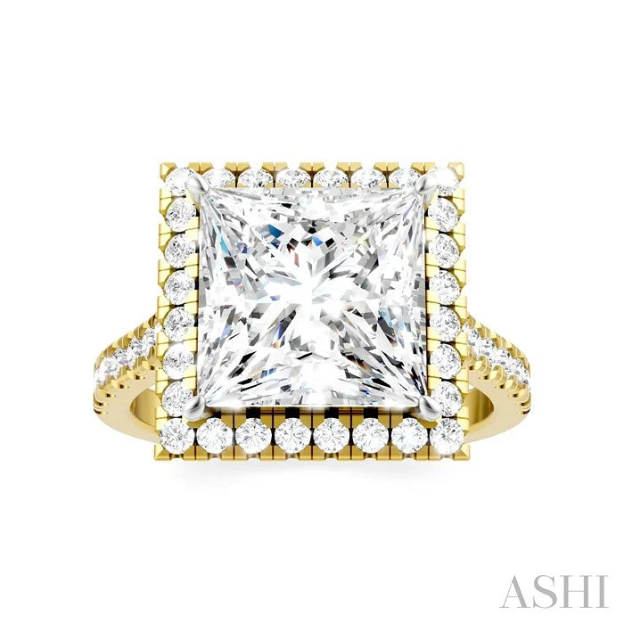 Princess Shape Semi-Mount Halo Diamond Engagement Ring