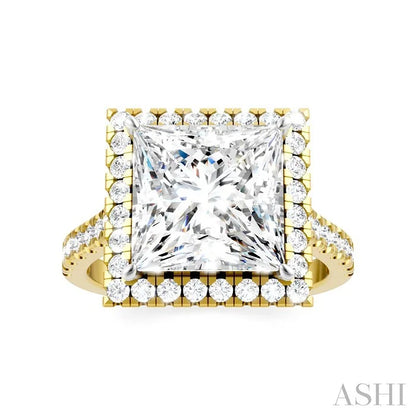 Princess Shape Semi-Mount Halo Diamond Engagement Ring