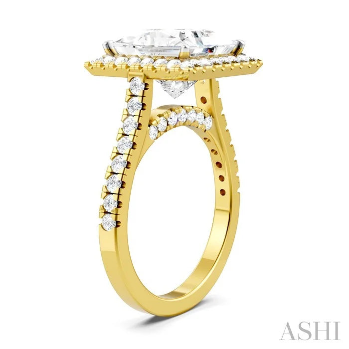 Princess Shape Semi-Mount Halo Diamond Engagement Ring