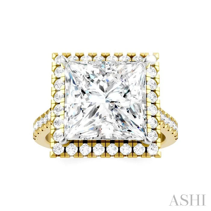 Princess Shape Semi-Mount Halo Diamond Engagement Ring