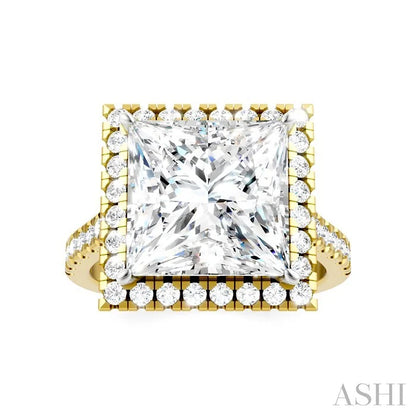 Princess Shape Semi-Mount Halo Diamond Engagement Ring