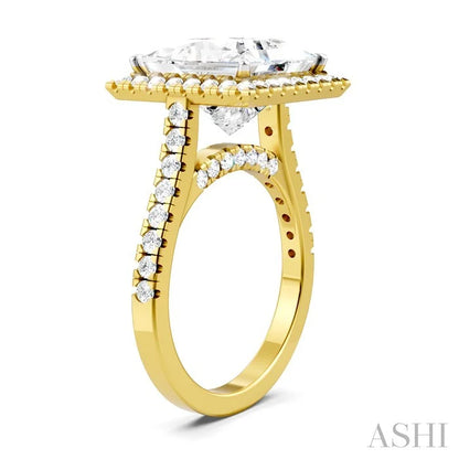 Princess Shape Semi-Mount Halo Diamond Engagement Ring