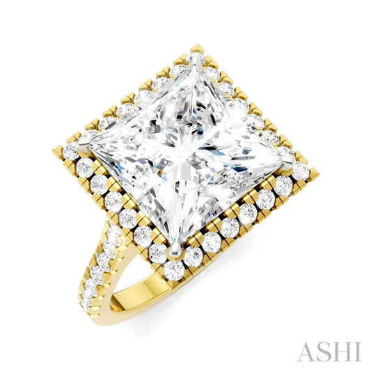 Princess Shape Semi-Mount Halo Diamond Engagement Ring