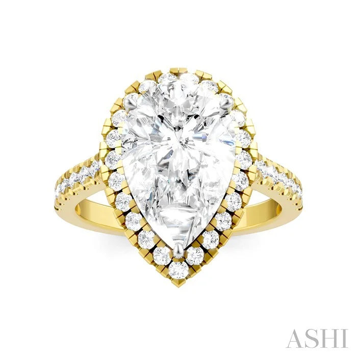 Pear Shape Semi-Mount Halo Diamond Engagement Ring
