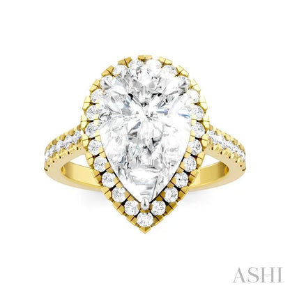 Pear Shape Semi-Mount Halo Diamond Engagement Ring