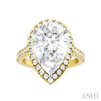 Pear Shape Semi-Mount Halo Diamond Engagement Ring