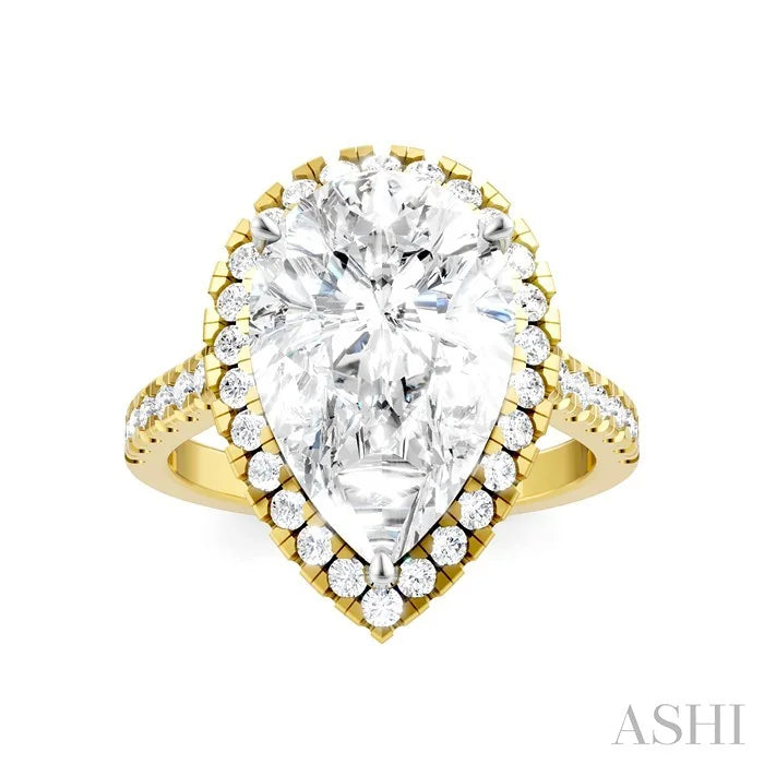 Pear Shape Semi-Mount Halo Diamond Engagement Ring
