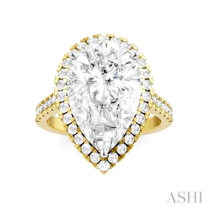 Pear Shape Semi-Mount Halo Diamond Engagement Ring