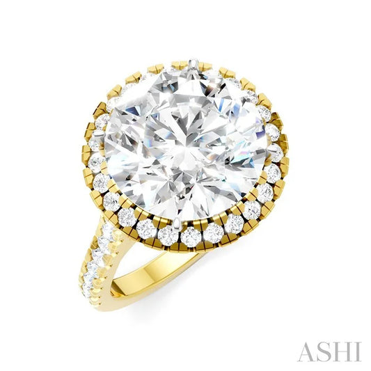 Round Shape Semi-Mount Halo Diamond Engagement Ring