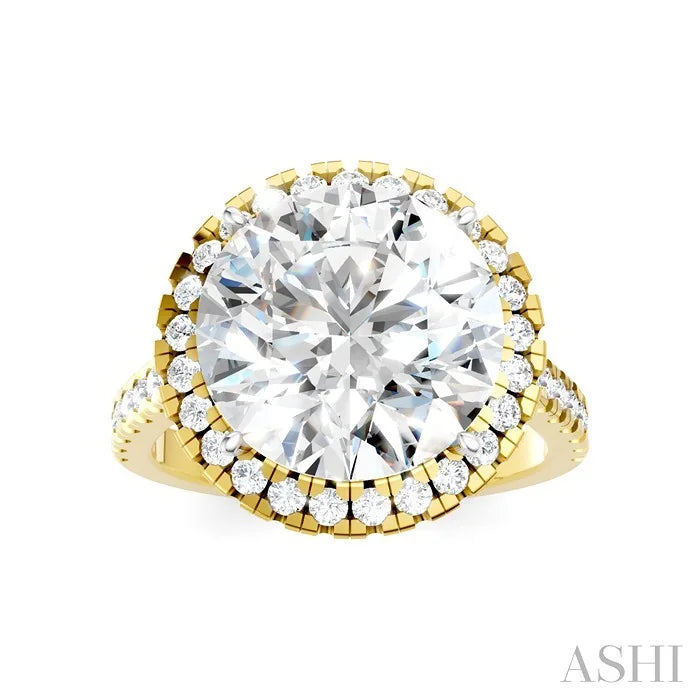 Round Shape Semi-Mount Halo Diamond Engagement Ring