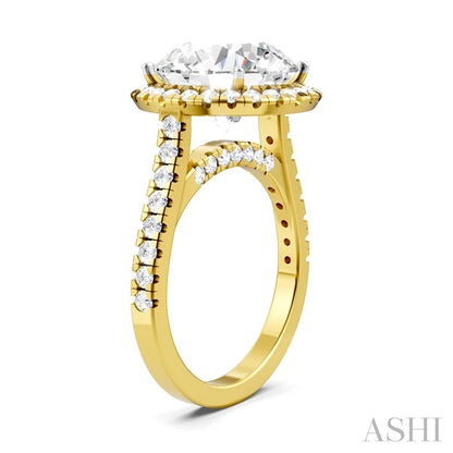 Round Shape Semi-Mount Halo Diamond Engagement Ring