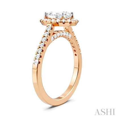 Oval Shape Semi-Mount Halo Diamond Engagement Ring