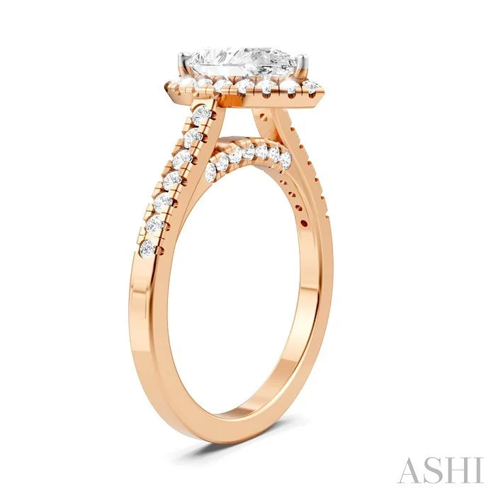 Pear Shape Semi-Mount Halo Diamond Engagement Ring