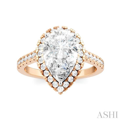 Pear Shape Semi-Mount Halo Diamond Engagement Ring