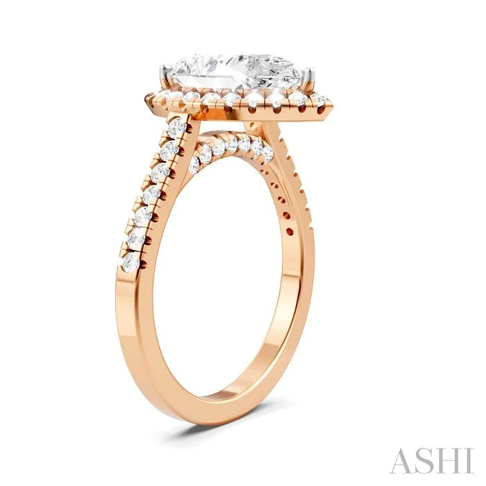 Pear Shape Semi-Mount Halo Diamond Engagement Ring