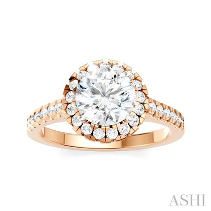 Round Shape Semi-Mount Halo Diamond Engagement Ring