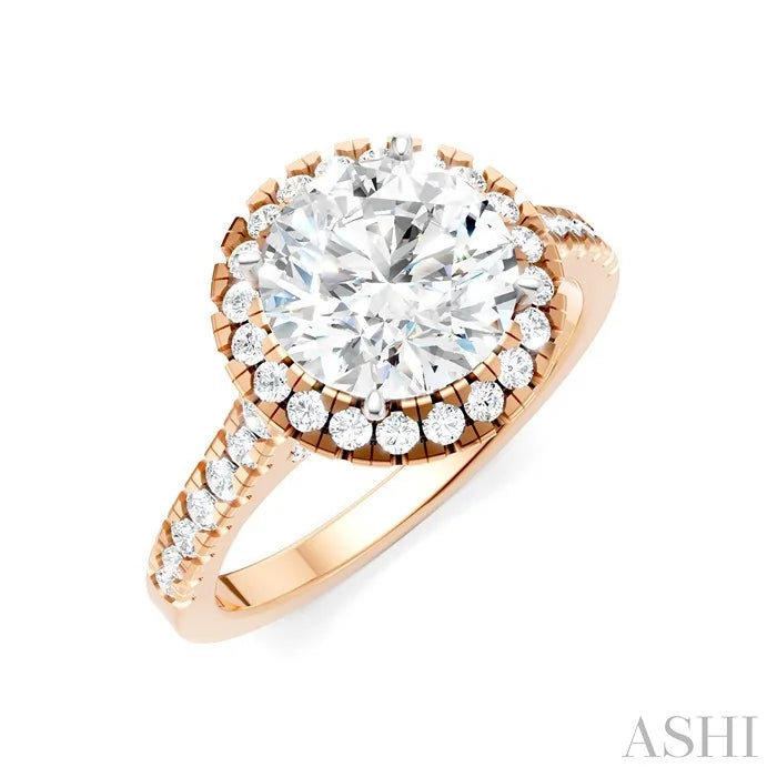 Round Shape Semi-Mount Halo Diamond Engagement Ring