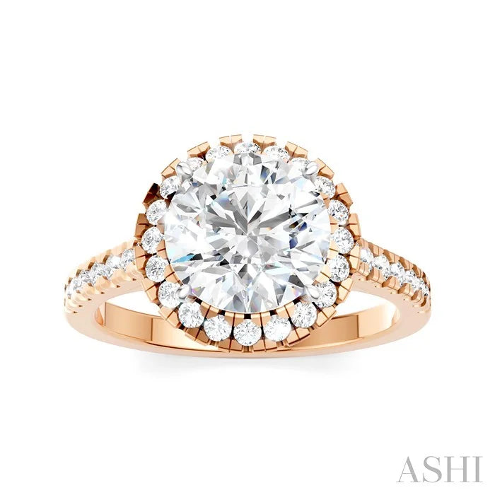 Round Shape Semi-Mount Halo Diamond Engagement Ring
