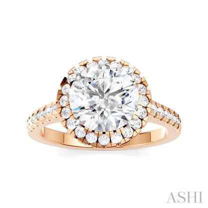 Round Shape Semi-Mount Halo Diamond Engagement Ring