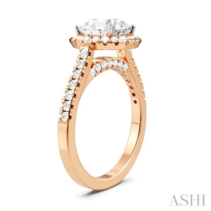 Round Shape Semi-Mount Halo Diamond Engagement Ring