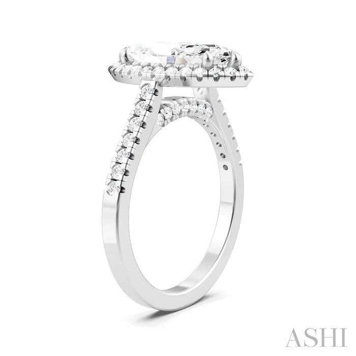 Marquise Shape Semi-Mount Halo Diamond Engagement Ring