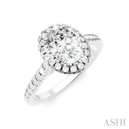 Oval Shape Semi-Mount Halo Diamond Engagement Ring