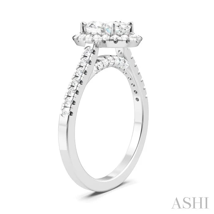 Oval Shape Semi-Mount Halo Diamond Engagement Ring