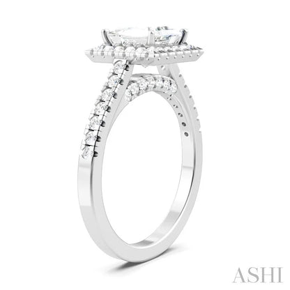 Princess Shape Semi-Mount Halo Diamond Engagement Ring