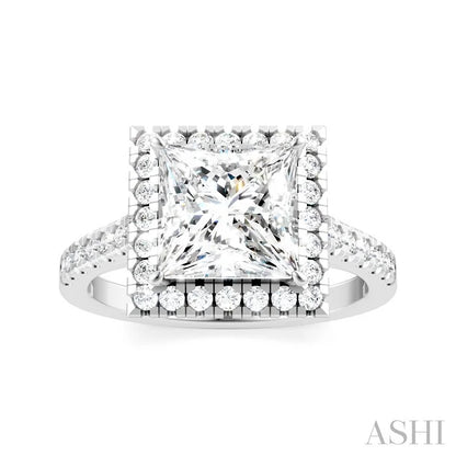 Princess Shape Semi-Mount Halo Diamond Engagement Ring