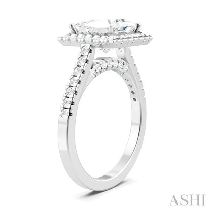 Princess Shape Semi-Mount Halo Diamond Engagement Ring