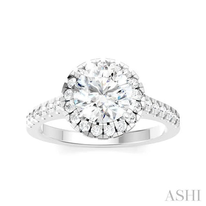 Round Shape Semi-Mount Halo Diamond Engagement Ring