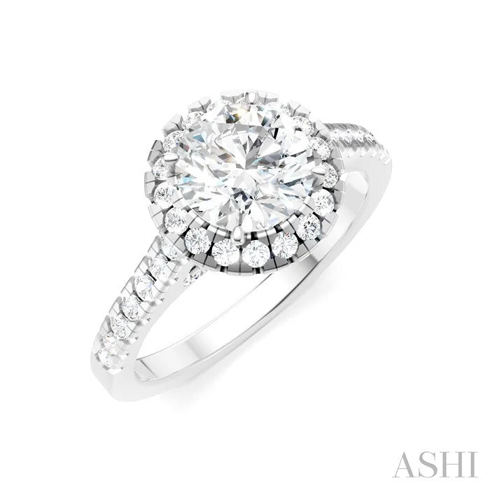 Round Shape Semi-Mount Halo Diamond Engagement Ring