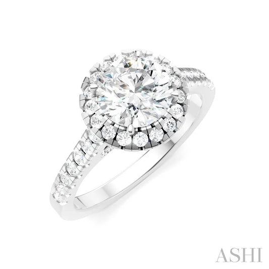 Round Shape Semi-Mount Halo Diamond Engagement Ring