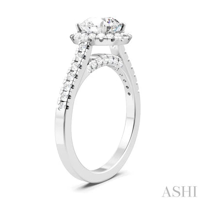 Round Shape Semi-Mount Halo Diamond Engagement Ring