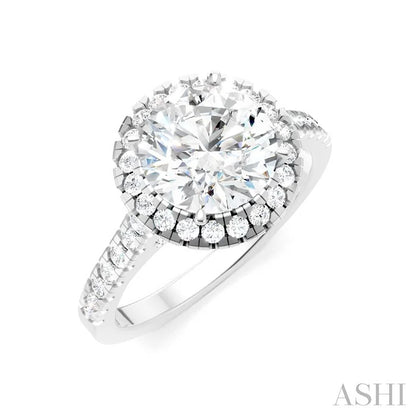 Round Shape Semi-Mount Halo Diamond Engagement Ring