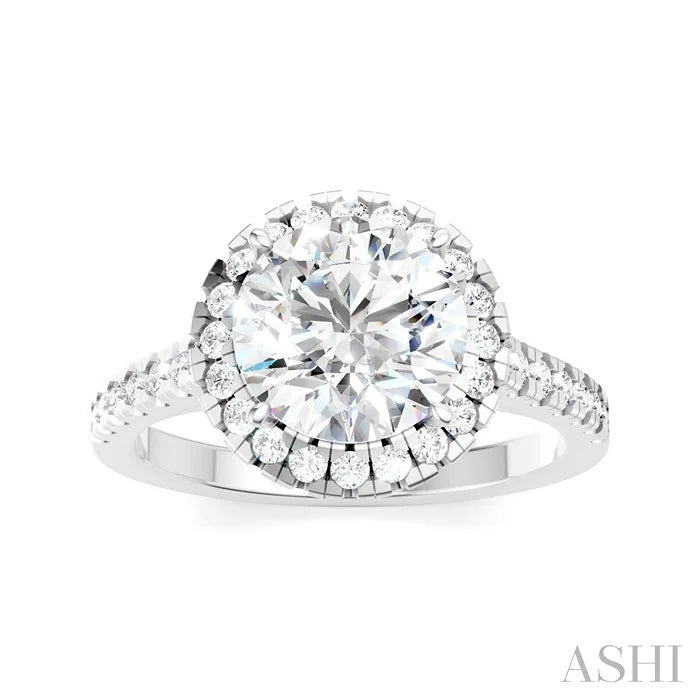 Round Shape Semi-Mount Halo Diamond Engagement Ring