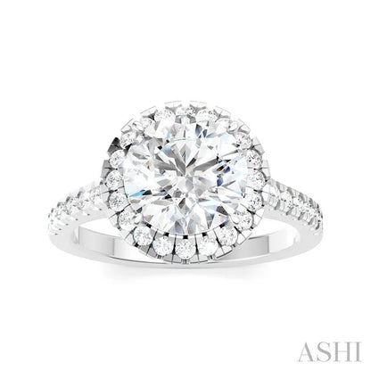 Round Shape Semi-Mount Halo Diamond Engagement Ring