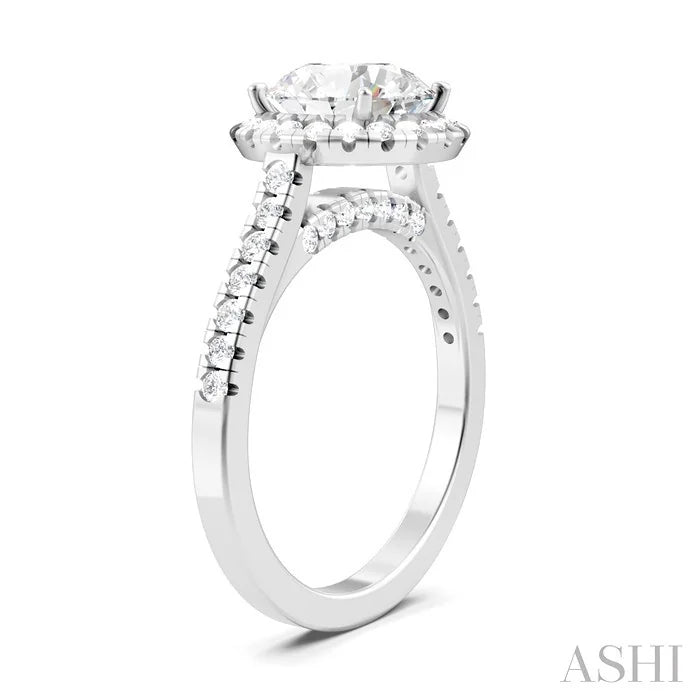 Round Shape Semi-Mount Halo Diamond Engagement Ring