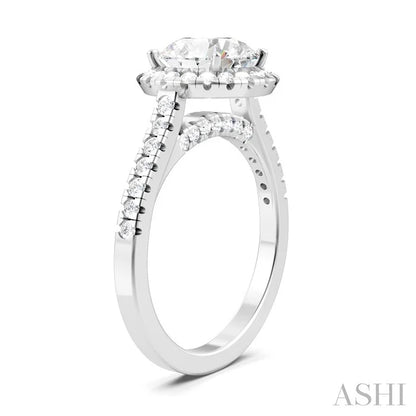 Round Shape Semi-Mount Halo Diamond Engagement Ring