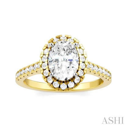 Oval Shape Semi-Mount Halo Diamond Engagement Ring